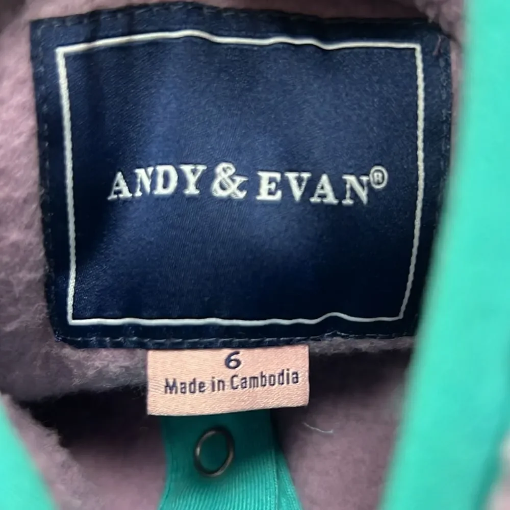 Andy & Evan Girls' Essential Sherpa Jacket Navy and Purple NWOT size 6